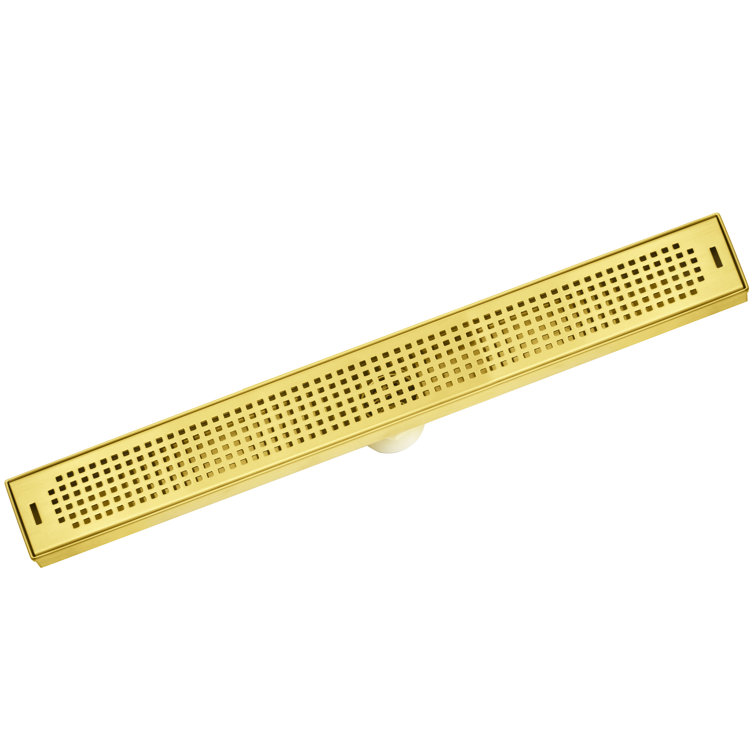 Drain De Douche Linéaire 40 Pouces - Acier Inox Satiné - Motif Carré - SP-40 H1